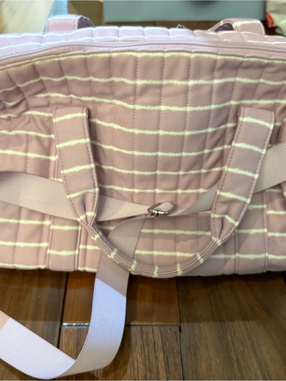 Small Quilted Pink Striped Tote Bag - girls